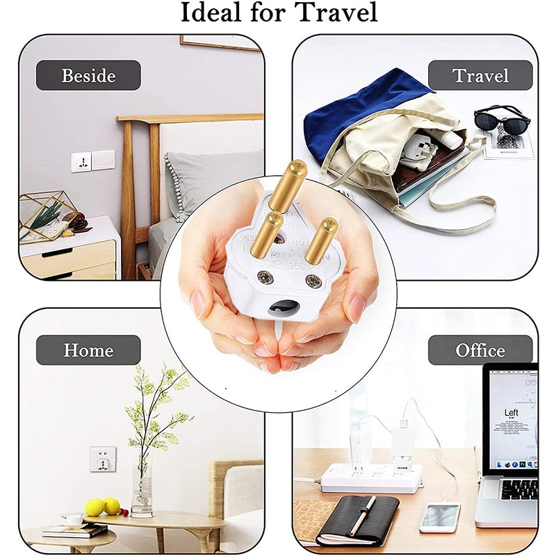 2Pcs 5 Amp Round Pin Plug Lamp,Round 3 Pin Plugs