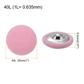 HARFINGTON 10 botones cubiertos de tela de 40 l con agujeros redondos de 25 mm, botones de costura de vástago de metal para trajes de blusas, rosa claro
