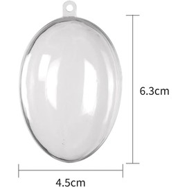 Easter Decoration Plastic Eggs for Painting – 10 Pieces 63 x 45 mm Transparent Plastic Easter Eggs for Filling, Hanging Easter Decoration Hanging Eggs Easter Eggs for Painting Decoration for Indoor