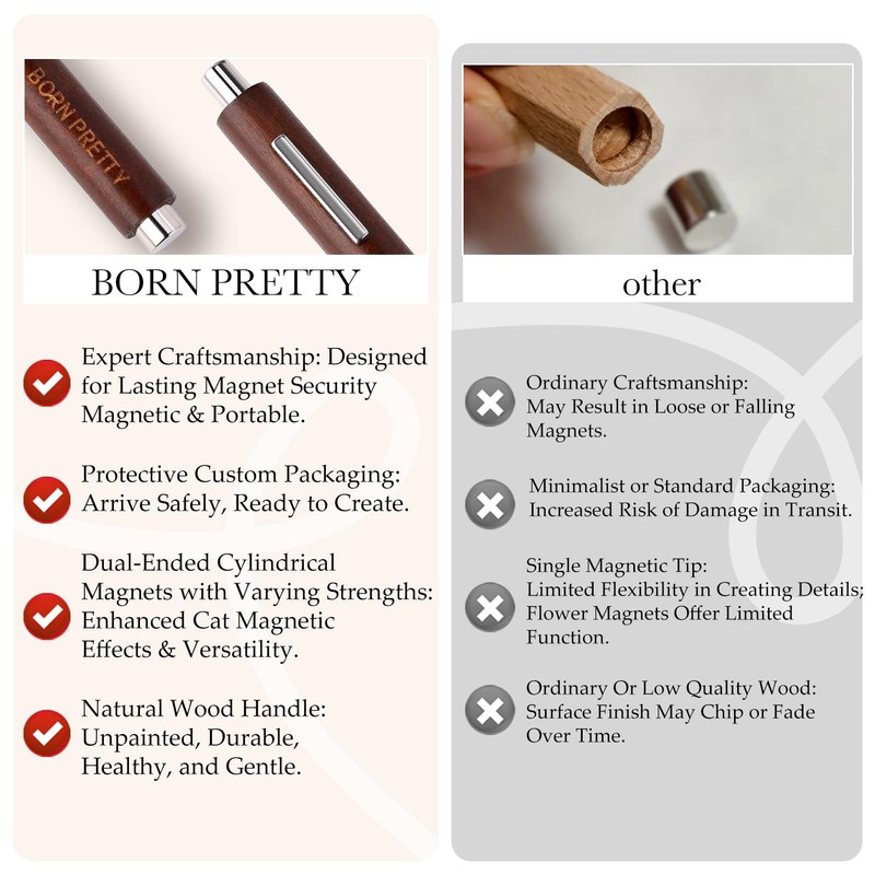 BORN PRETTY 15 Pieces Magnet Set, Cat Eye Magnet Tools,