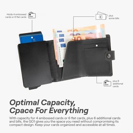 Goblue Genuine Leather RFID Protection Wallet - Black/White, Unisex-Adults, Real Leather & Aluminum, Slim Design, 12 Card Capacity