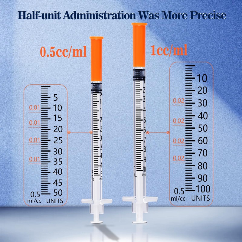 0.5ml 31G 5/16 Inch 8mm Syringe, Lab Syringes Individually Wrapped,