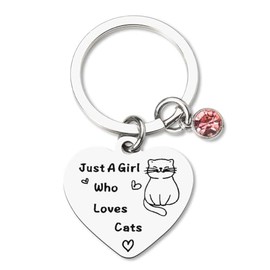 christmas Birthday Gifts for Cat Lovers Women Girls Just a Girl Who Love Cat Keychain Cute Xmas Gifts for Cat Pet Owners Friends Sister Daughter Best Cat Mom Ever Gift Key Chains