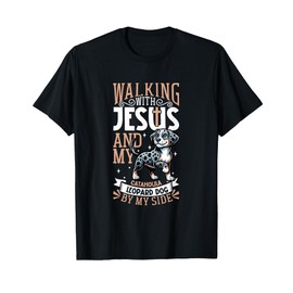 Jesus and Dog - Louisiana Catahoula Leopard Dog T-Shirt, Men, Black, Small
