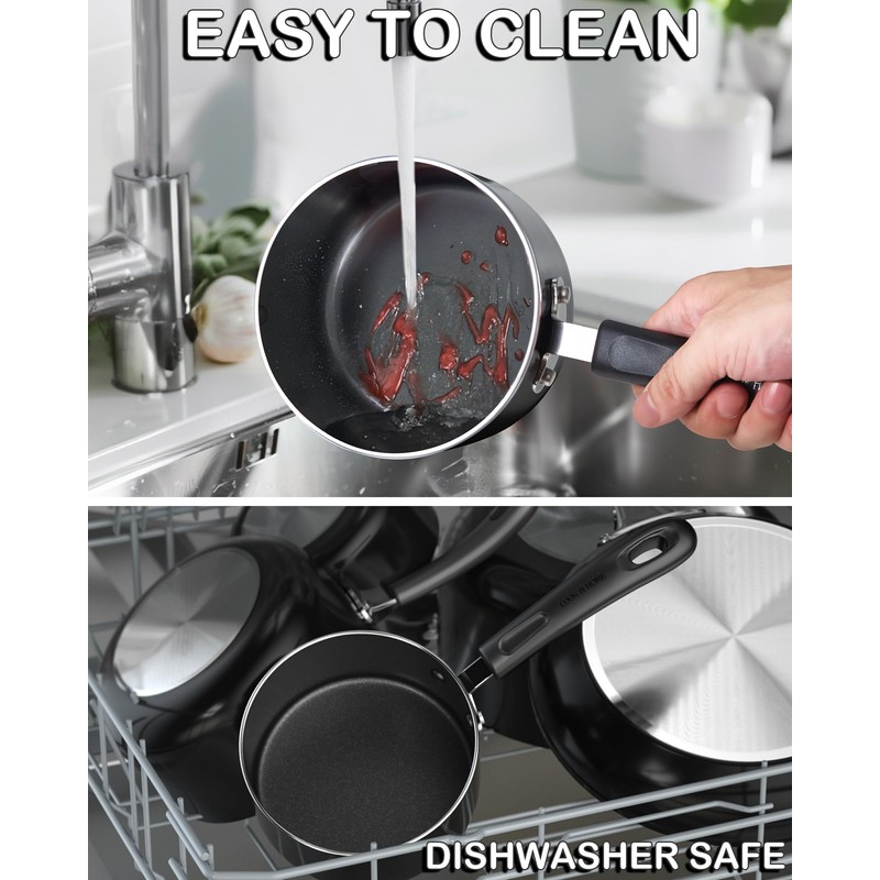 Cook N Home Nonstick Sauce Pan Set 1Qt and 2Qt,