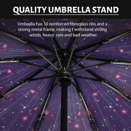 LLanxiry Umbrella Windproof Travel Umbrellas for Rain Black Folding Umbrellas 10 RIBS Automatic Strong Portable Wind Resistant Backpack Umbrella for Men and Women (Star)