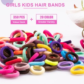 350 PCS Small Baby Hair Ties, Cotton Toddler No Crease Finger Hair Ties, Multicolor Small Hair Ties for Kids and Girls, Hair Elastics Ponytail Holders(20 Colors)