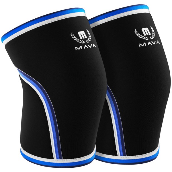 Mava Sports Pair of Knee Compression Sleeves Neoprene 7mm for Men & Women for Weightlifting, Cross Training WOD, Squats, Gym Workout, Powerlifting (Black M)