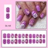 Short Press on Nails Cute Easter Day Nails Purple Fake