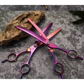 미용 숱가위 레이어드컷 앞머리 애견 미용 가위 커트 [1. 6.5인치 퍼플] Beauty Thinning Shears Layered Cut Bangs Dog Grooming Scissors Cut [1. 6.5 Inch Purple]