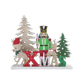 Festive Productions Xmas Nutcracker Wooden Christmas Tabletop Centrepiece Reindeers Christmas Character Ornament Festive Xmas Décor 17cm x 15cm