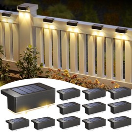 ASOMST Solar Deck Light, 12 Packs LED Solar Step Lights Outdoor Waterproof, Solar-Powered Fence Lighting 3 Color Modes for Stairs Yard Garden Pathway
