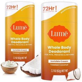 Lume Desodorante natural – axilas y partes privadas – Sin aluminio, sin bicarbonato de sodio, hipoalergénico y seguro para pieles sensibles – Paquete de dos barras de crema de 2.2 onzas (Coconut Crush)