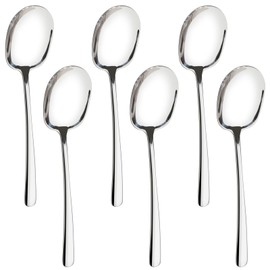 Extra Large Serving Spoons Set,11.4 inch Foodgrade 18/8 Stainless Steel Serving Spoons for Buffet, Silverware Set, Serving Utensils Set of 6 for Catering, Dishwasher Safe, Mirror Polished