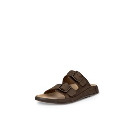 ECCO Men's Cozmo Two Band Buckle Slide Sandal, Nutmeg Brown Nubuck, 7-7. 5