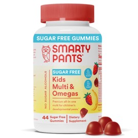SmartyPants SmartyPants Kids Multivitamin Gummies, Sugar Free: Omega 3 (ALA), Vitamin D3, C, Vitamin B12, B6, A, K & Zinc for Immune Support, Biotin, Erythritol Free, Strawberry Banana, 44 Count (22 Day Supply)