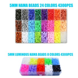 Allazone Ironing Beads Set, 24 Colours, 5 mm, 8200 Pieces Beads with Plate Accessories, Fuse Beads Kit, Ironing Beads, Pin Plates, Ironing Beads for Crafts DIY Arts and Crafts