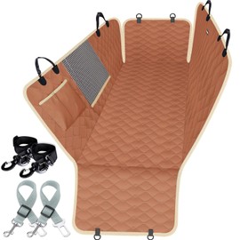 Lassie Dog Car Seat Covers for Back Seat with 2 Seat Belts, Waterproof Dog Car Hammock with Mesh Window Durable Scratch Proof Nonslip Pet Carseat Covers Universal Fit Protector for Cars, Trucks & SUVs