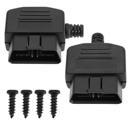 EMSea 2Pcs OBD2 16 PIN Male Connector Plug with Screws ABS OBD2 16 -Needle Connector Diagnostic Tool Adapter Car Accessories