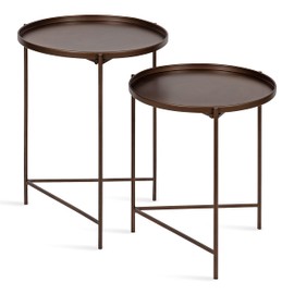 Kate and Laurel Ulani Round Metal Accent Tables, 2 Piece, Bronze