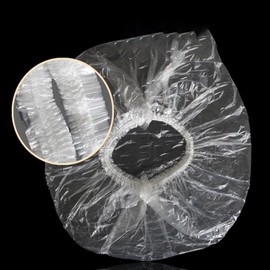 Disposable Vinyl Hair Caps (100 Pcs) for Hair Dyeing & Shower Adjustable 3ea