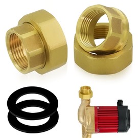 yotutun 2 x Pump Fitting 1 1/2 Inch x 1 Inch, Tap Extension 1/2 Inch DN25 Including Removable Brass Screw Connection with 2 Sealing Rings Thread Fitting for Circulation Pump Heating