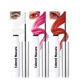 Colored Mascara Set for Eyelashes, 3 Colors White Red Rose Pink Waterproof Long Lasting Lengthening Volumizing Mascara Volume and Length, No Clumps Tube Eye Mascaras with Fine Short Lashes for Women