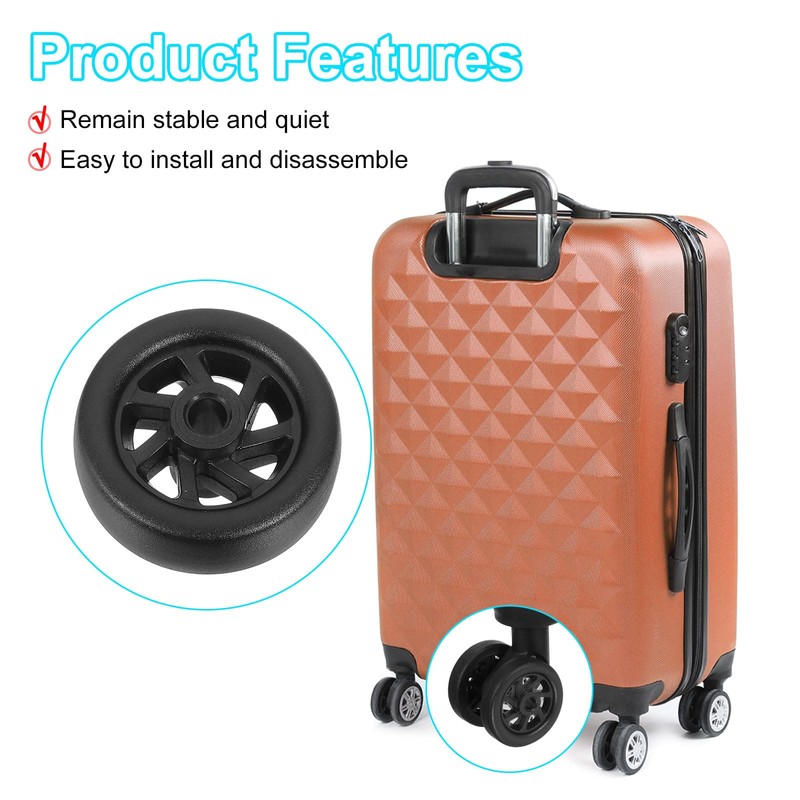 sourcing map 2Pcs 43 mm x 20 mm Luggage Wheel