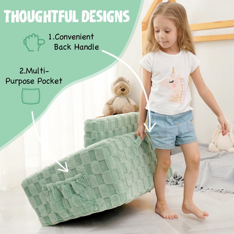 MallSingel Toddler Couch for Kids, 2-in-1 Kids Fold Out Couch