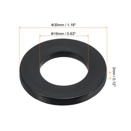 TOP-VIGOR 12Pcs Black Nylon Flat Washers, M16 x 30mm x 3mm Insulating Round Seal Spacer Tap Sealing O Ring Gasket for Faucet Pipe Water Hose