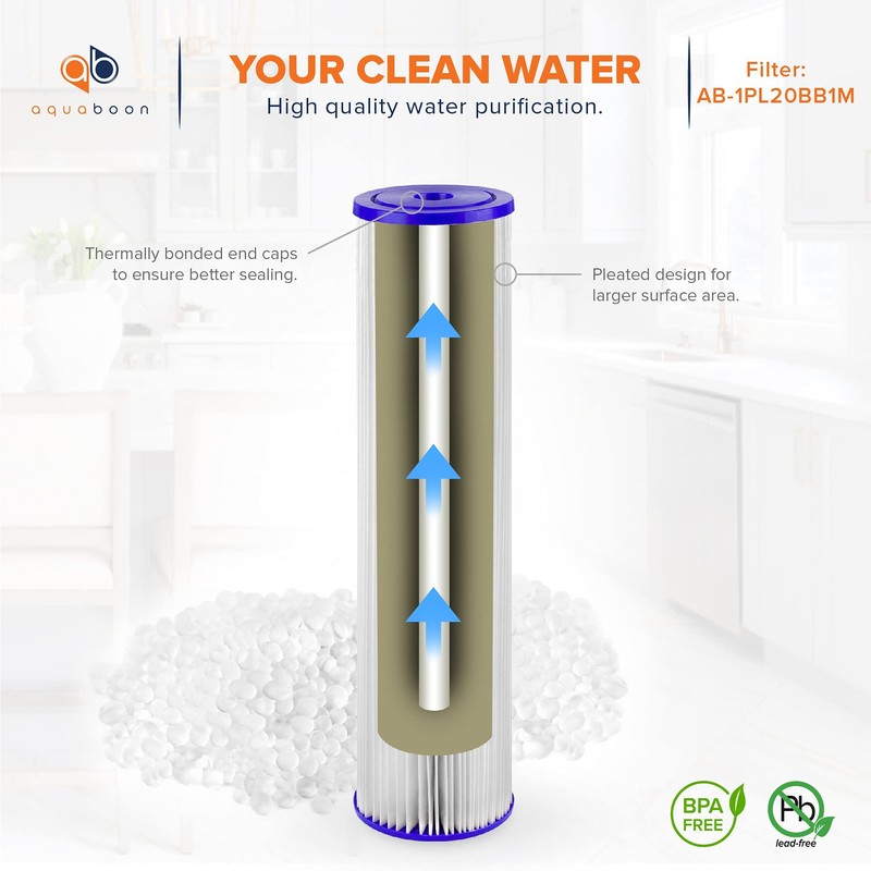 Aquaboon 1 Micron Whole House Pleated Sediment Water Filter Cartridge