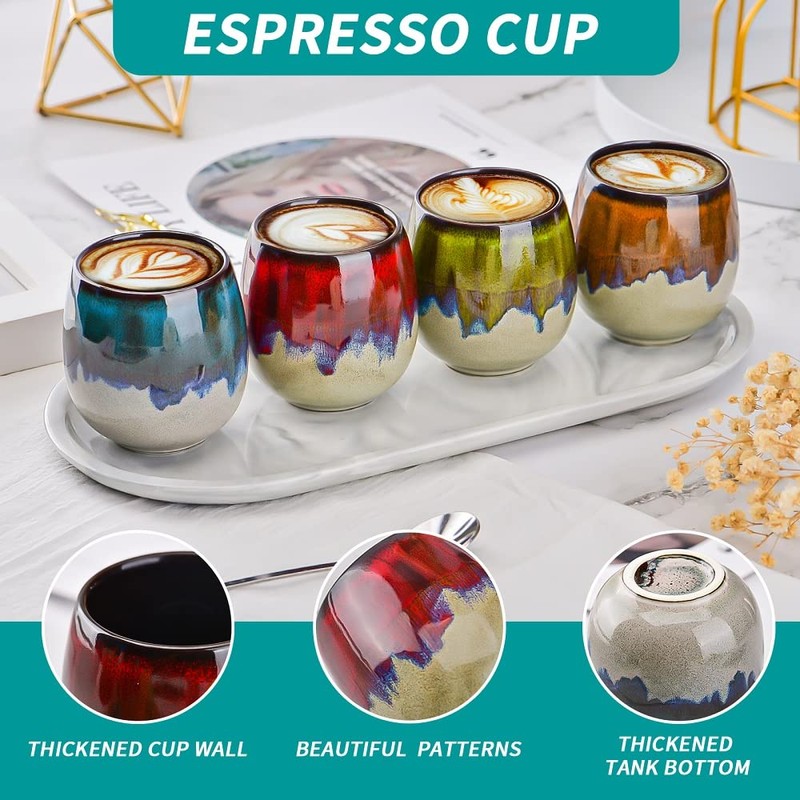 2.7 oz (80 ml) Ceramic Espresso Cups Set of 2