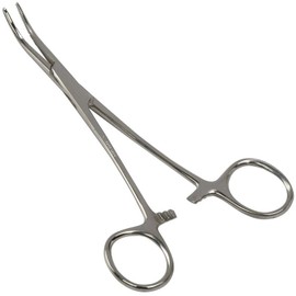 MABIS MABIS Precision Kelly Forceps Locking Tweezers Clamp, Silver, Curved, 5-1/2 Inch, 1 Count (Pack of 1)