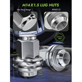 AUTOPTIM 20PCS M14x1.5 OEM Lug Nuts - Replacement for 1998-2021 Toyota Land Cruiser, 2008-2022 Sequoia(5 Lug), 2007-2022 Tundra(5 Lug) - OEM Factory Style Mag Seat 22mm Hex Chrome Lug Nut with Washer