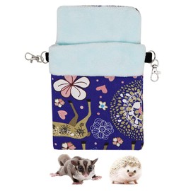 Small Pets Sleeping Pouch Bag Warm Nest Bed for Hamster Rat Sugar Glider Squirrel (M, Blue Elk)
