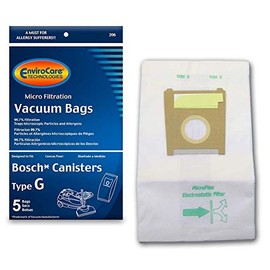 EnviroCare Replacement Micro Filtration Vacuum Cleaner Dust Bags Designed to Fit Bosch Type G Compact Series and Formula Series Canisters. 5 Pack