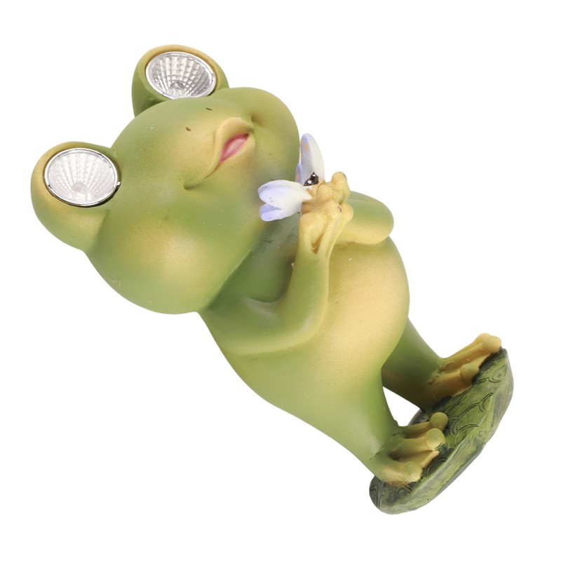 Garden Patio Fence Solar Lights Scare Frog Resin Decorative Ornaments