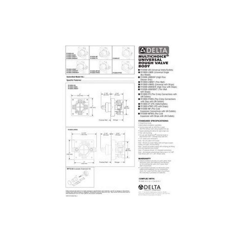 Delta Faucet R10000-UNWS MultiChoice Universal Tub and Shower Valve Body