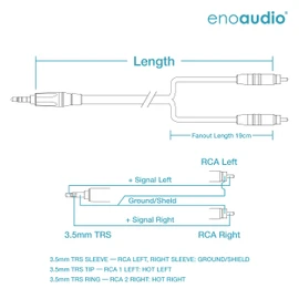 enoaudio Mogami 2534 Quad Y-Cable | Amphenol 3.5mm Mini TRS – Neutrik RCA (L,R) | HiFi - 1.0 m