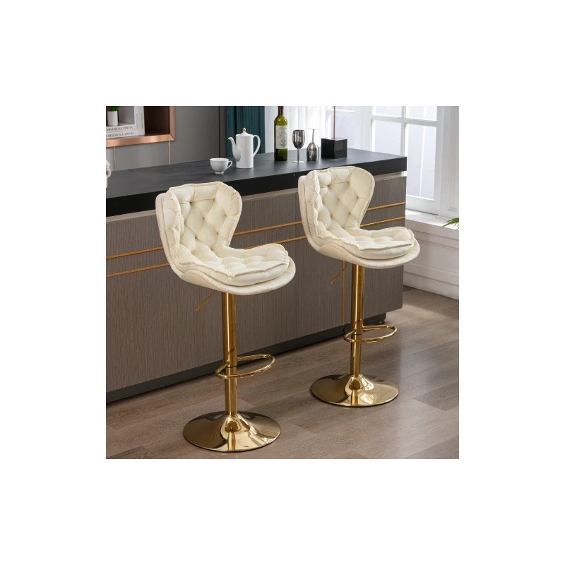 Set 2 Modern Lightweight Bar Stools Chrome Footrest Base Swivel