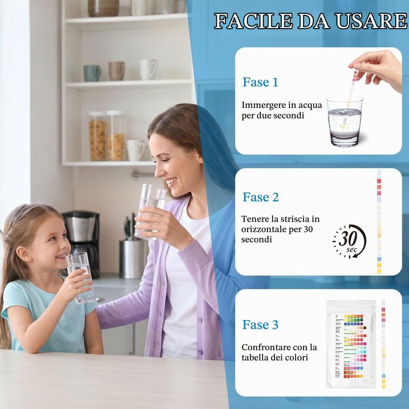Tester D'acqua Potabile 16 in 1, 30 PCS Test Acqua