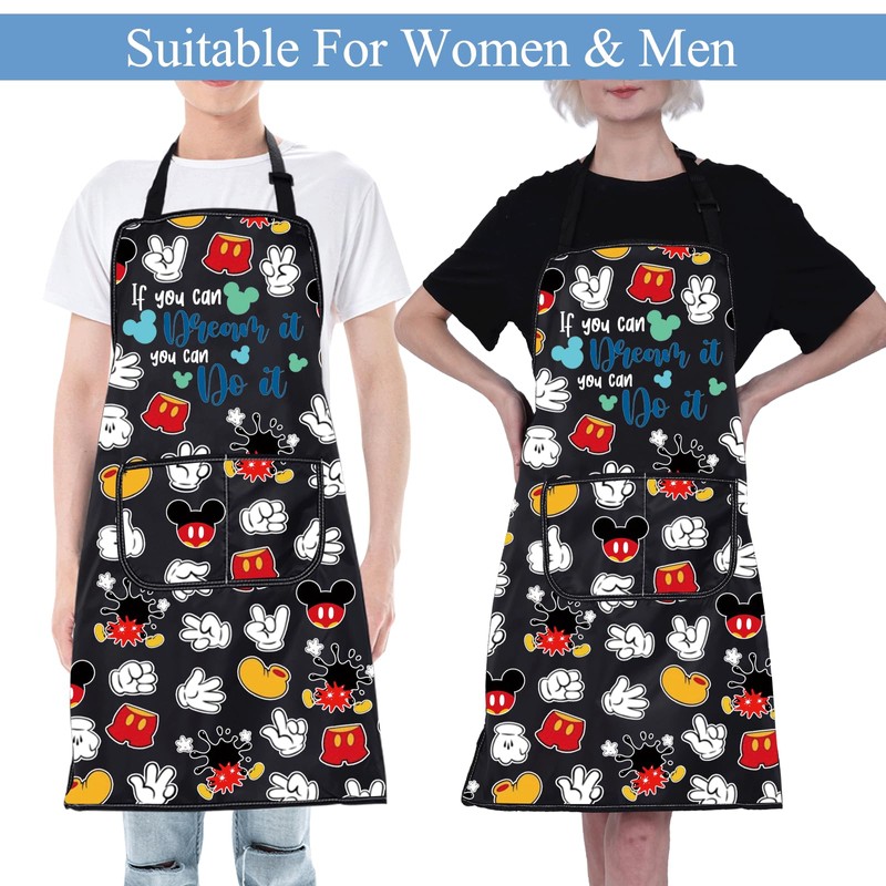 CMNIM Cartoon Mouse Aprons Mouse Cooking Aprons with Pockets Colorful