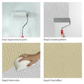 Nichiyo 10'' Patterned Paint Roller for Wall Decoration Classic Brick Embossing Texture Rubber Roller Decorative Household DIY Paint Art Tool for Wall Decoration(EG735T)