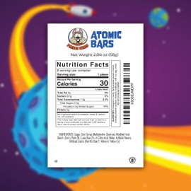 Atomic Bars - UpTop Treats Freeze Dried Candy - Original Fruit Flavors, Cherry, Blue Raspberry, Orange, Watermelon, White Mystery, Crunchy Hard Candy, Made in the USA - 8 Full Bars