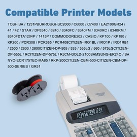 Msudoku 12-Pack Compatible with GR24 GR 24 Universal Twin Spool Calculator Ribbon Porelon 11216 GR24br Replacement for Fr-2650tm Dataproducts R3027 Printer, Black/Red