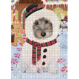Doggie of The Day Wire Fox Terrier Dogs - Gingerbread Snowman - Jigsaw Puzzle for Adults - Interlocking Puzzle Game Artwork - Gift for Dog Lovers - 200 Pcs 14"x10"
