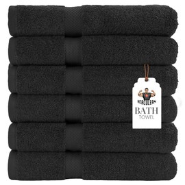 HERCULEAN Premium Bath Towels 24 x 48 Pack of 6 | Quick Dry and Highly Absorbent | 100% Cotton Terry Towels for Bathroom - Perfect for Shower - Pool and Spa - Luxury Soft Towels - Charcoal Grey