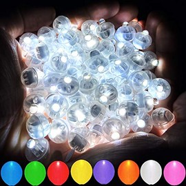 Aogist 100 luces LED blancas para globos, pequeña lámpara de bola redonda para linterna de papel, eventos interiores y exteriores, divertidos suministros de decoración de Halloween, Navidad, fiesta de