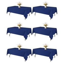 Niuara Navy Blue Rectangle Table Cloth - 6 Pack, 60" × 102" Washable Fabric Tablecloth for 5FT Tables, Wrinkle-Resistant & Heat-Proof Table Cover for Weddings, Dinners & Parties