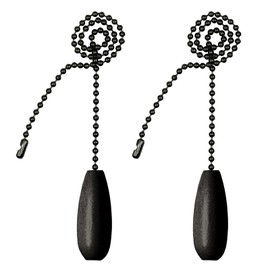 SHUKEFER 2PCS Ceiling Fan Pull Chain Wooden Ceiling Light Extension Chain 12inch Lamp Fan Extension Cord Beaded Ball Decorative Pendant Extender Pull Chain for Ceiling Fans and Light Fixtures(Black)